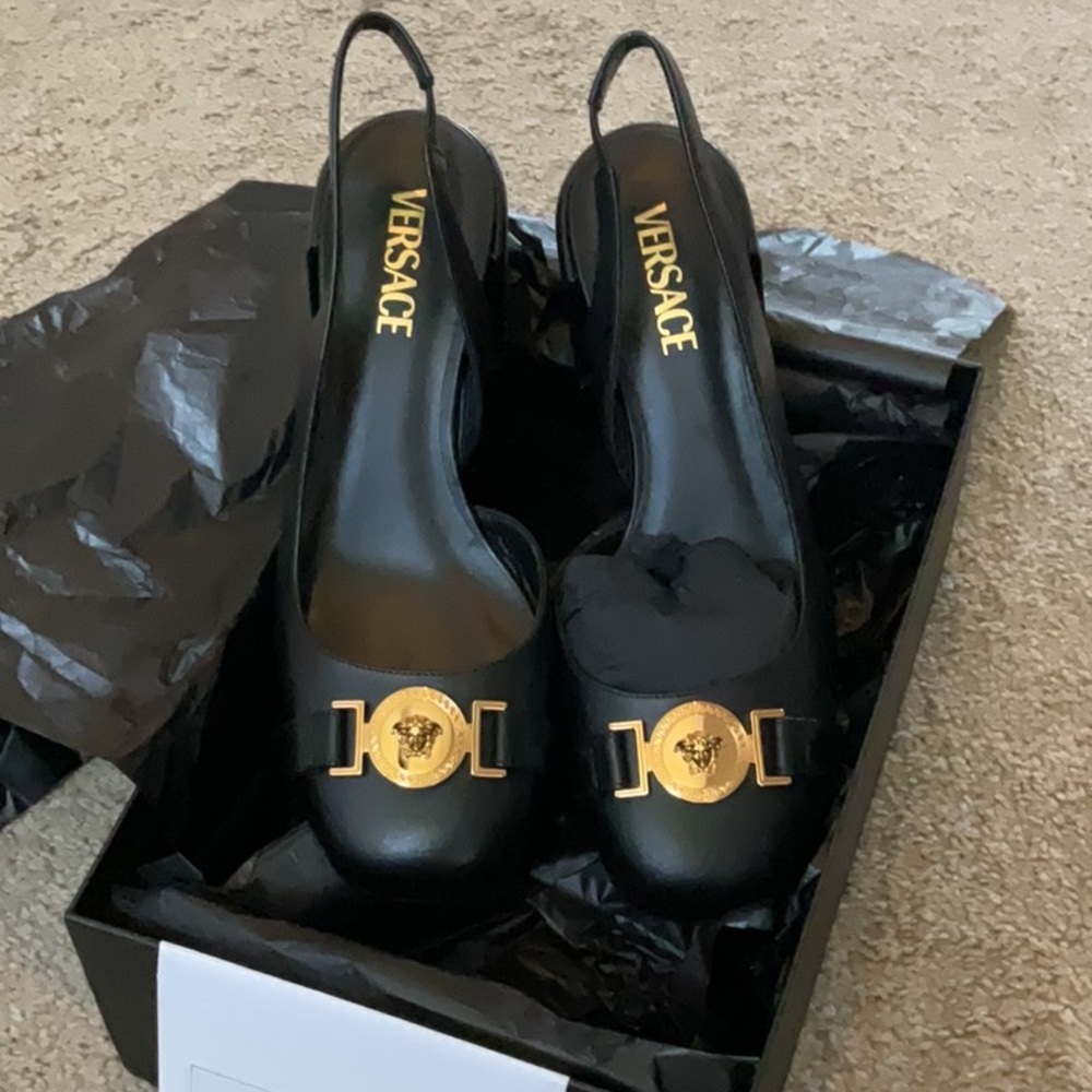 Versace sling back pumps